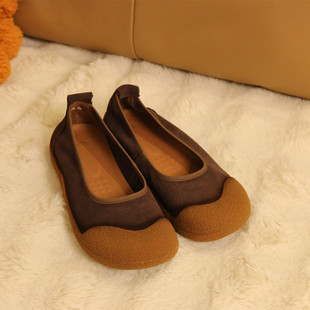 女单鞋 590花藤萝蔓 牛皮浅口套脚休闲平底软底软面真皮女鞋