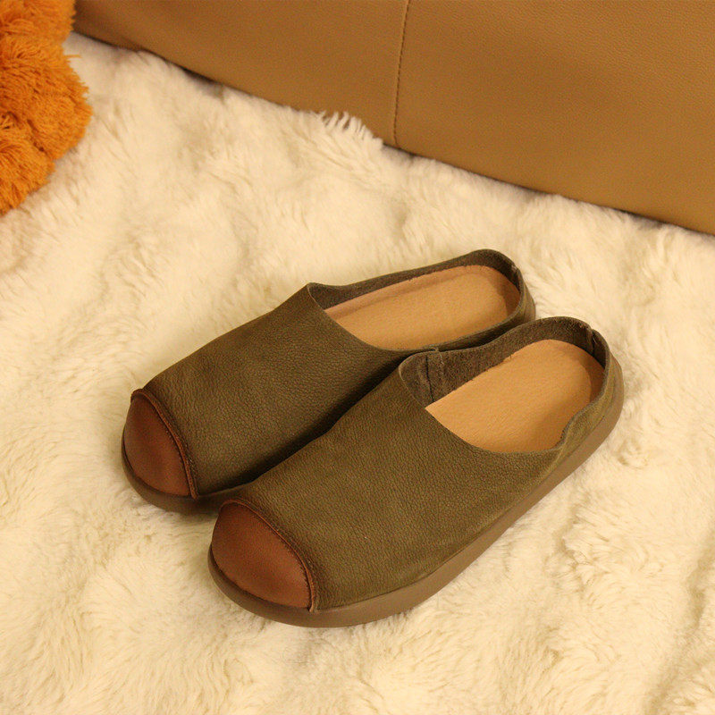 572花藤萝蔓 牛皮包头休闲平底软底软面舒适轻便真皮女拖鞋凉拖,女鞋,包头拖,淘宝优惠券,粉丝福利购,淘宝优惠卷