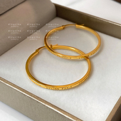 高级感大圈圈金色耳环女轻奢复古港风气质夸张气质耳圈金属耳饰品