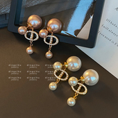 韦雪同款 耳饰女 珍珠耳环猪鼻子镶钻轻奢高级感气质耳钉秋冬后挂式