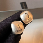 银色字母拉丝耳环女简约通勤复古气质耳钉高级感轻奢新款 金属耳饰