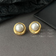 CE磨砂金属珍珠耳饰女小众设计感高级轻奢气质复古耳环2025新款