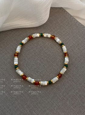 彩色天然石串珠子手链小众高级感轻奢精致气质女生手饰品闺蜜手串