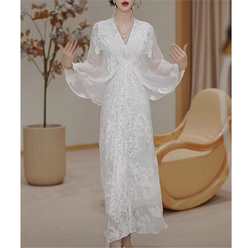 欧若风法式刺绣高端气质2025高级连衣裙夏季2025新款长裙今年流行,女装/女士精品,连衣裙,淘宝优惠券,粉丝福利购,淘宝优惠卷