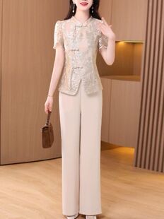 时尚 梦梦新中式 2026新款 女夏季 洋气贵夫人品牌两件套 国风职业套装