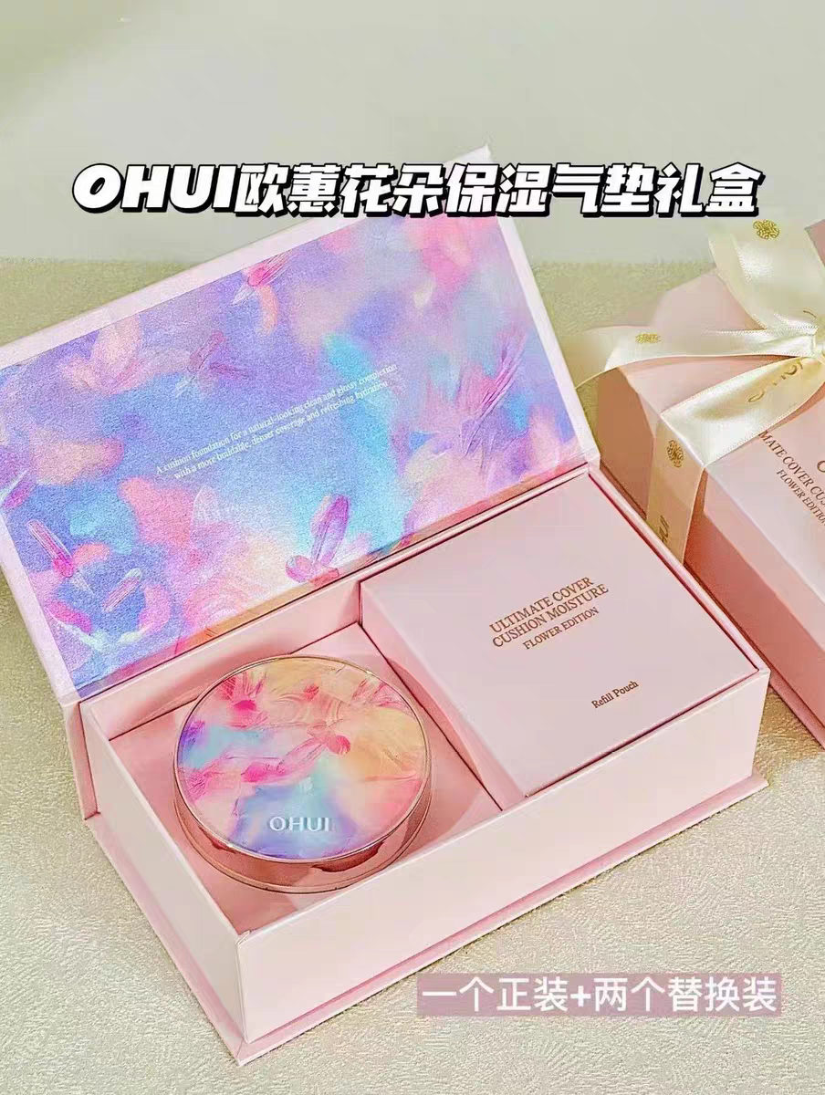 OHUI欧蕙源生至臻花朵气垫欧惠套盒保湿遮瑕提亮肤色持久养肤气垫