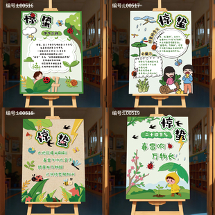 幼儿园惊蛰节气介绍展板电子版源文件二十四节气环创设计素材