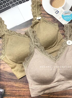 黛美芮森色系7518乳胶垫固定被美背 蕾丝肩带聚拢内衣女 文胸