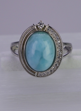 天然海纹石戒指女简约百搭小众