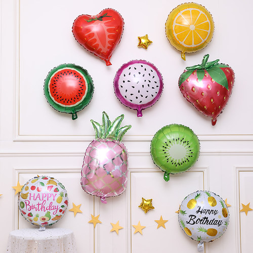 菠萝草莓橙子生日派对铝膜气球
