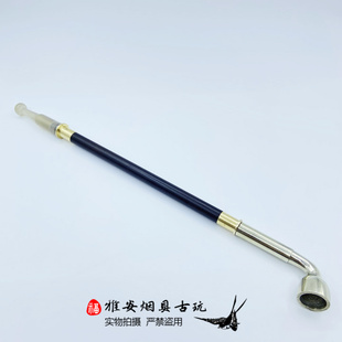 手工传统老式旱烟袋锅子 长短款烟斗 纯铜复古烟锅玉石玛瑙嘴木杆