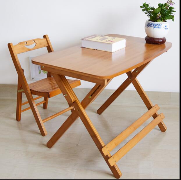 。楠竹儿童学习桌可升降折叠书桌椅子套装实木家用小学生写字桌书