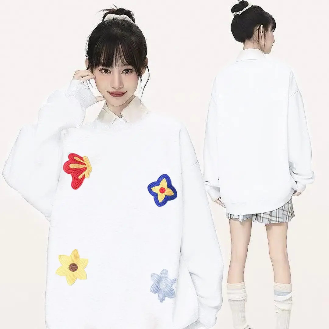 秋冬季加绒2025新款男女同款情侣华棉卫衣刺绣工艺百搭休闲上衣