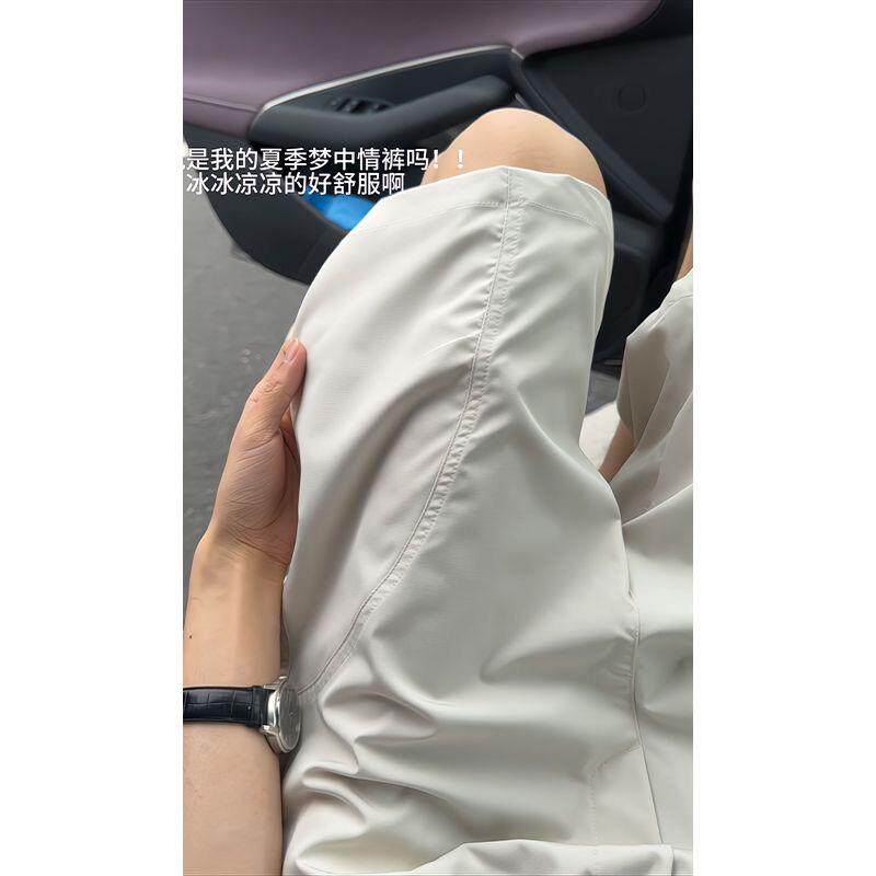 美式斜切休闲短裤男生夏季拼接宽松薄款潮流冰丝运动五分篮球裤