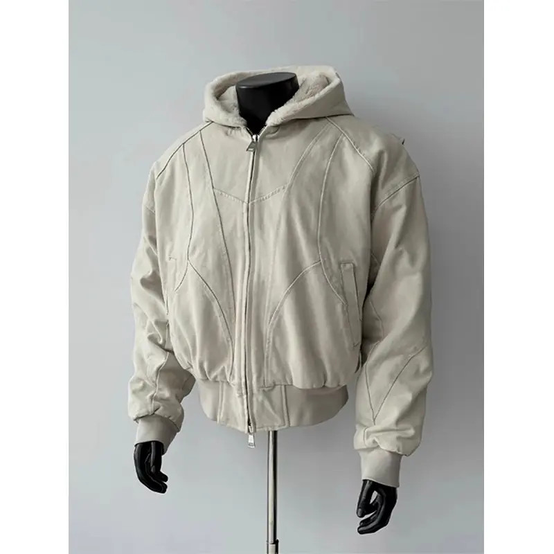 cleanfit座山雕外套男秋冬款加绒加厚棉衣服美式重磅帆布连帽夹克