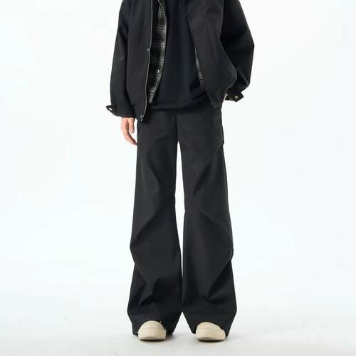 重磅双层复合TR面料设计感褶皱微喇西裤休闲cleanfit阔腿长裤2790