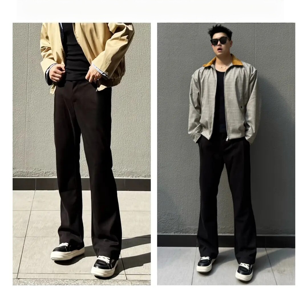 春夏季新款西裤直筒弯刀微喇帅西裤大码百搭简约通勤休闲男长裤