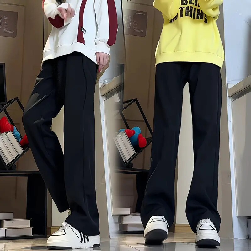 春夏季小西裤男女cleanfit垂感黑色直筒裤子运动休闲长裤