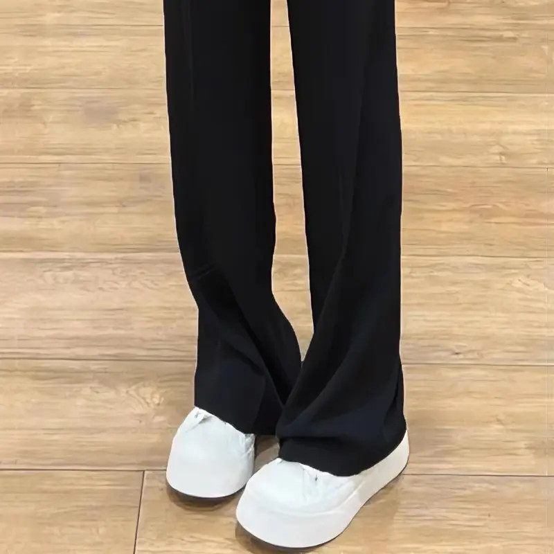 黑色西装裤男款春季垂感弯刀西裤修身显瘦直筒微喇休闲裤
