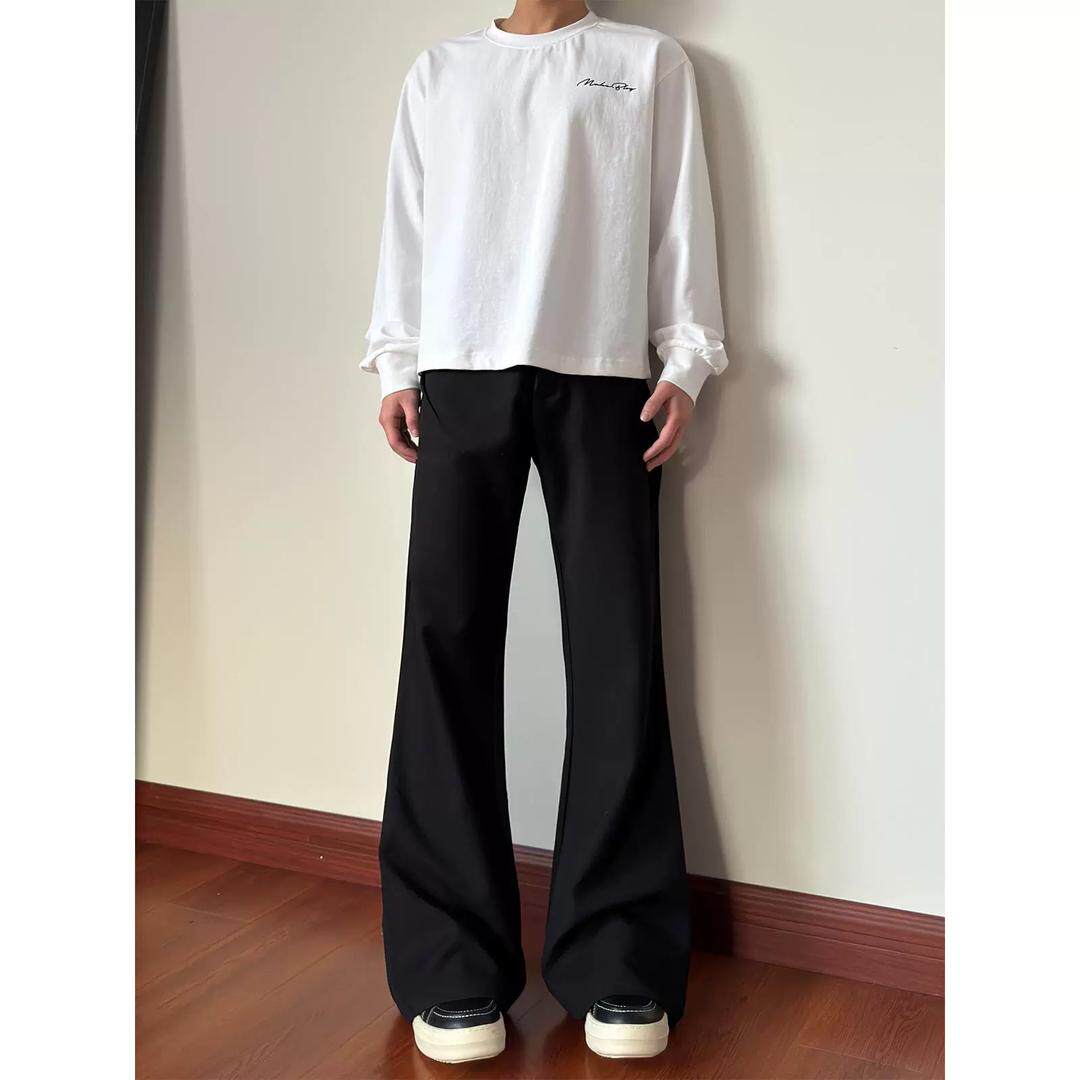 美式高街垂感微喇西裤cleanfit显高修身直筒长裤K713