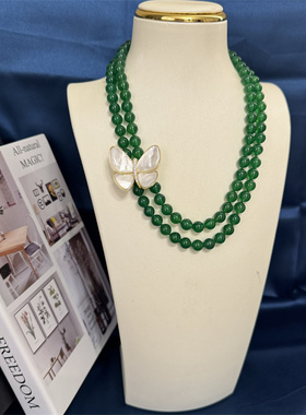 绿玉髓锁骨链女双层首饰气质百搭
