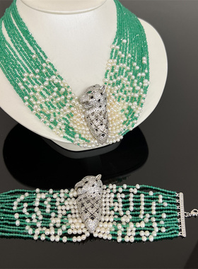 项链女多层首饰高端珍珠玛瑙名媛