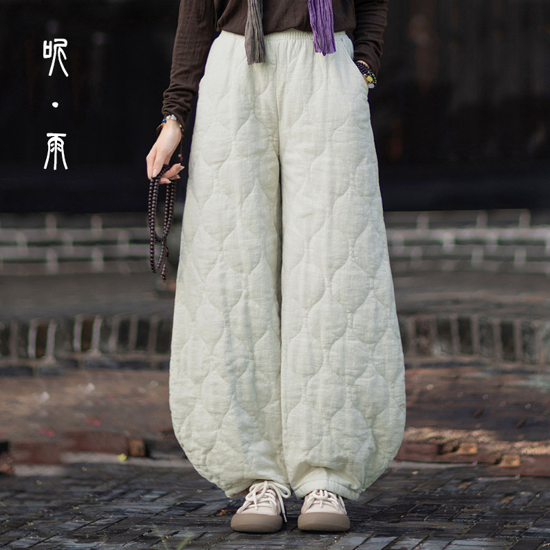 棉麻棉裤长款女加厚夹棉灯笼裤文艺复古禅意保暖防寒休闲打坐练功