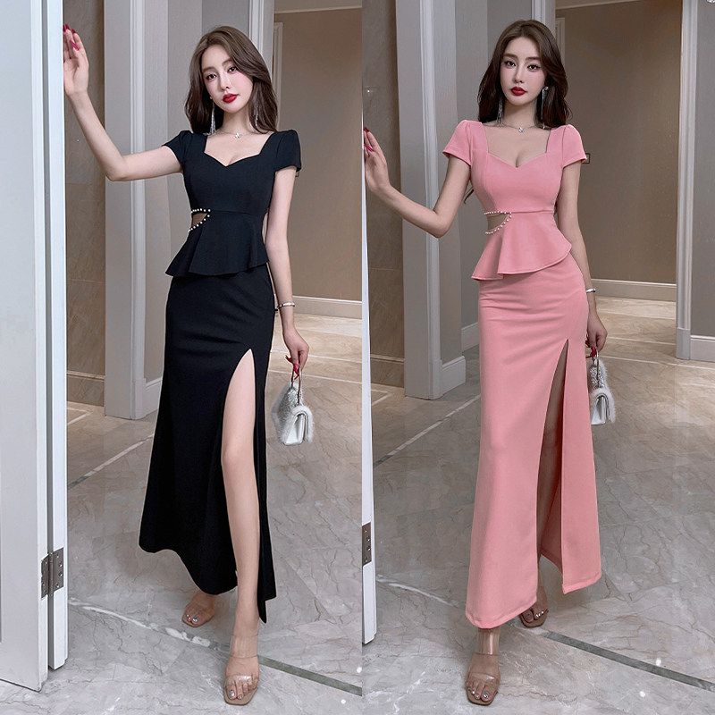 新款夜店性感女装晚礼服遮肚显瘦长裙酒店桑拿技师制服洗浴公主服