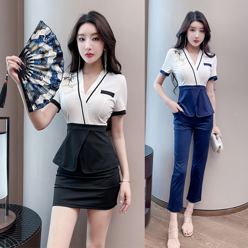按摩工衣长裤显瘦足疗技师服