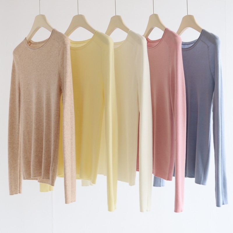 CHAO细33羊毛秋冬新品羊毛混纺卷边圆领通勤简约针织内搭长袖上衣,女装/女士精品,毛针织衫,淘宝优惠券,粉丝福利购,淘宝优惠卷