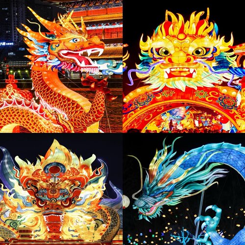 龙造型花灯彩灯定制龙拱门龙头