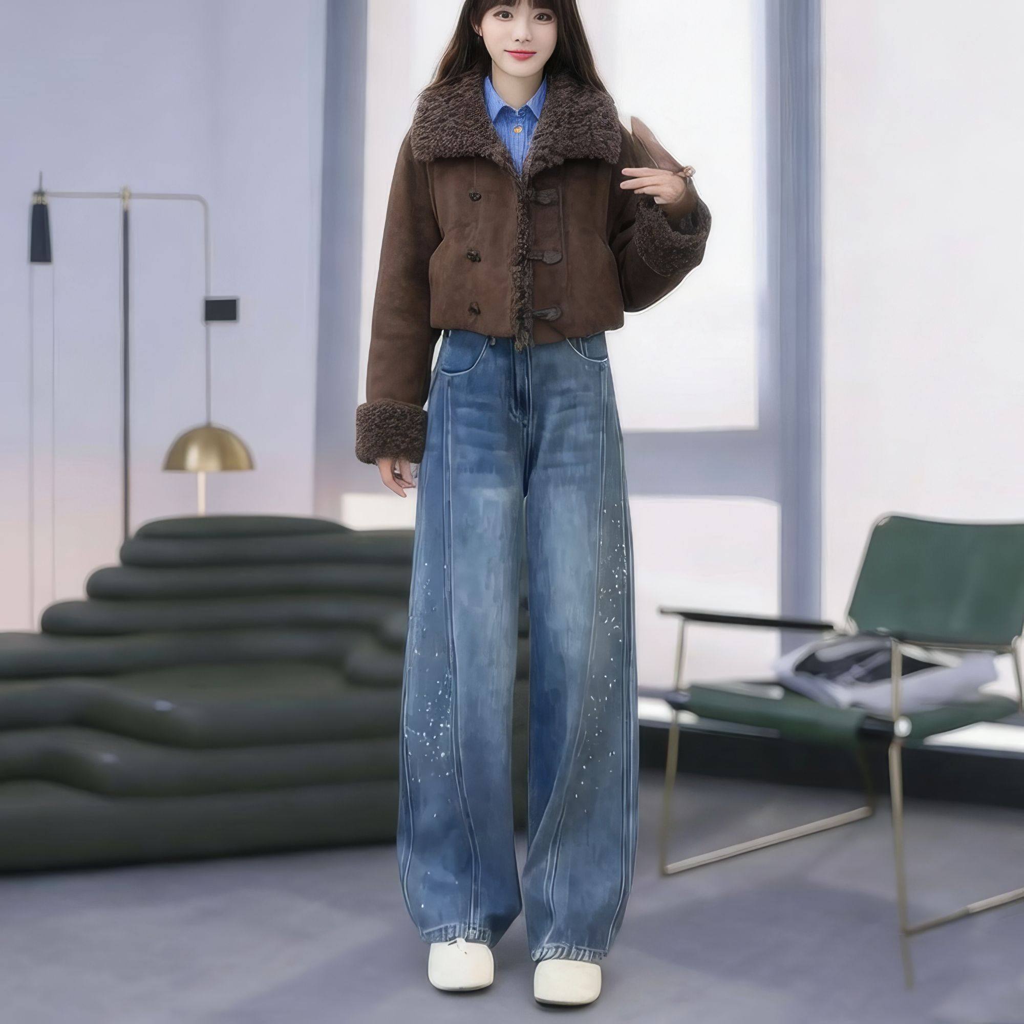 美式烫钻阔腿牛仔裤女2026春季新款设计感高腰显瘦垂感洋气直筒裤,女装/女士精品,牛仔裤,淘宝优惠券,粉丝福利购,淘宝优惠卷