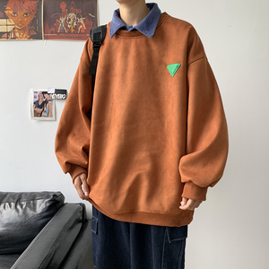 2025秋季新款港风宽松假两件350克重麂皮绒卫衣 W2210-P60-控78图片