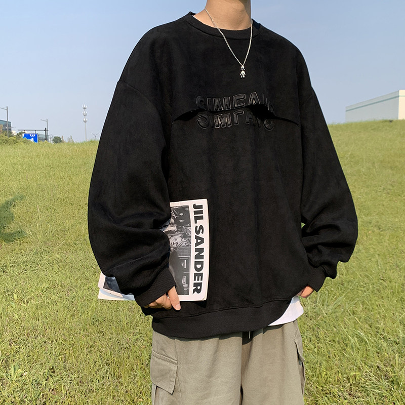 350克重2025秋季新款重磅麂皮绒港风宽松卫衣外套W2204-P60控78,女装短外套,电商A036A