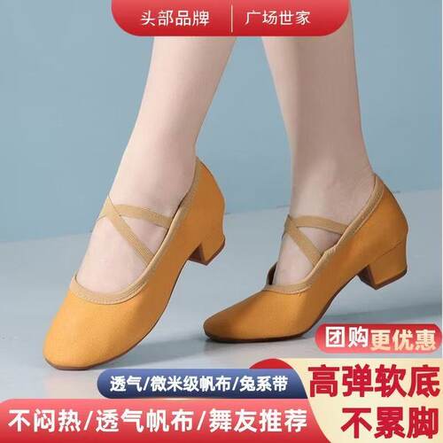 驼色演出鞋舞蹈鞋女软底透气