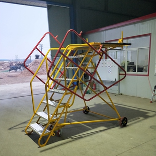 定制机场钢制飞机检修梯安全工作梯移动平台梯登高梯爬梯维护梯子