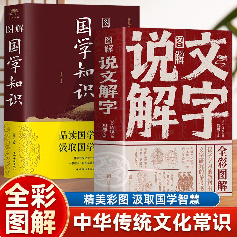 正版2册图解说文解字+二十四节气知识彩图版语言文字图解许慎古代汉语字典详解部首咬文嚼字细说汉字的故事画说汉字书籍中国汉字解