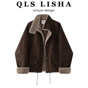 巧丽莎2025冬新款两面穿羊羔绒外套女款秋季加厚保暖皮毛一体上衣