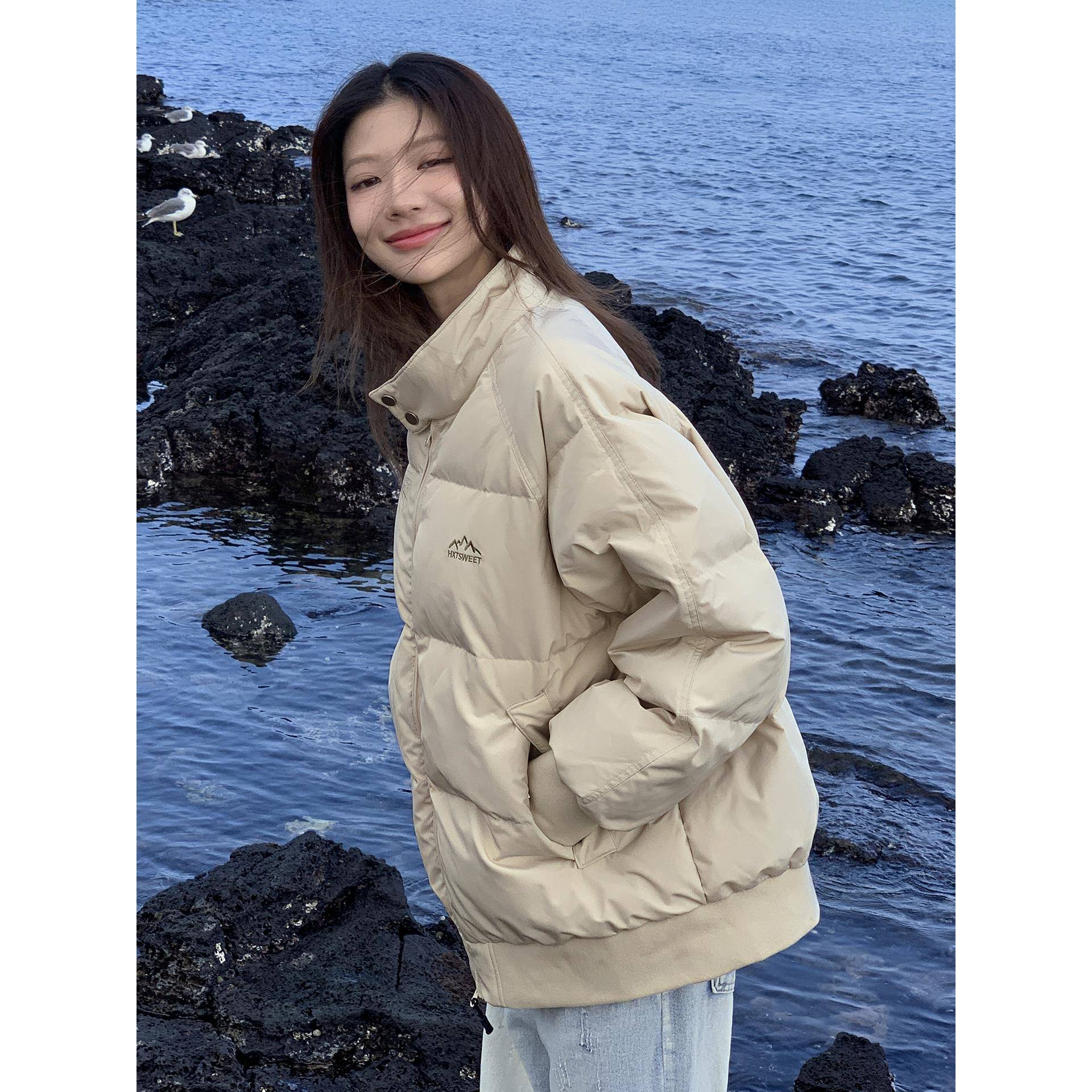 花小甜羽绒服女2025冬季新款韩版加厚小个子情侣百搭面包服外套