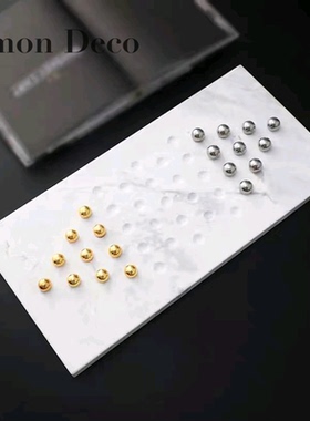 轻奢现代简约样板房间几何桌面大理石棋盘办公室酒店民宿软装饰品