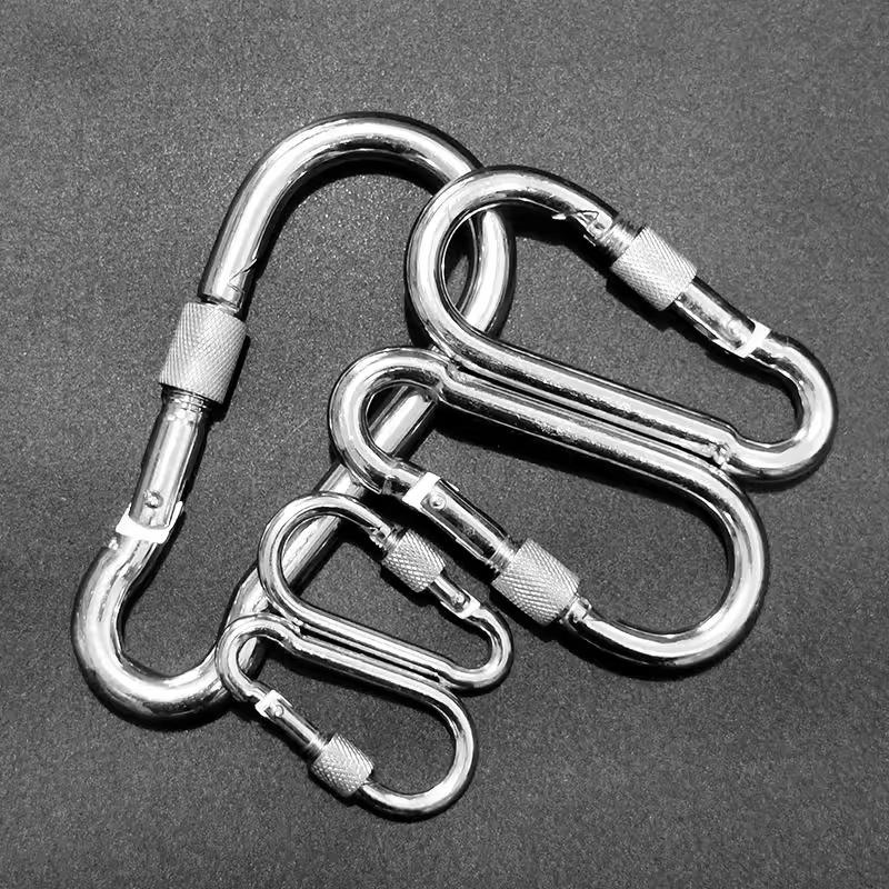 镀锌登山扣弹簧扣连接环链条扣304不锈钢安全绳扣保险卡扣狗链扣
