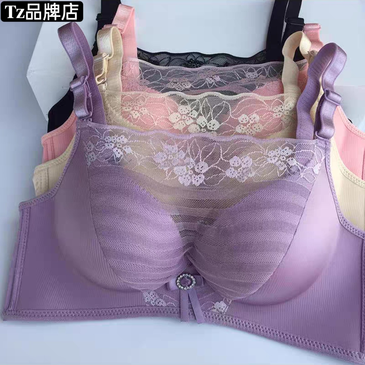 雅姿琪337蕾丝文胸内衣防走光聚拢调整型无钢圈抹胸无痕女士内衣