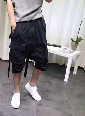 夏季飘带青年纯色小脚低裆跨裤