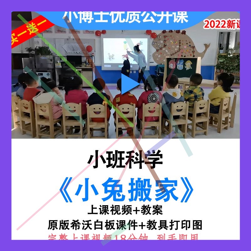 2022幼儿园优质公开课小班科学《小兔搬家》区分配对教案希沃课件