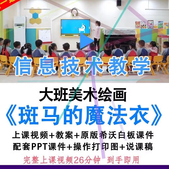 幼儿园大班美术绘画优质公开课《斑马的魔法衣》视频教案ppt课件.