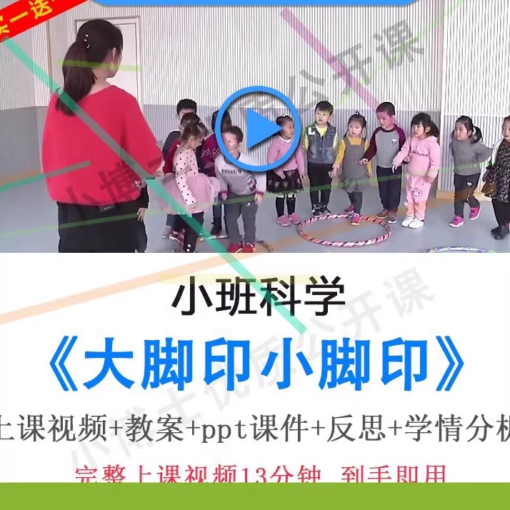 幼儿园优质课小班科学《大脚印小脚印》视频教案ppt课件公开课.