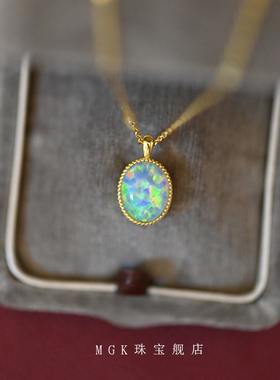 复古轻奢礼物欧泊气质锁骨链黄金