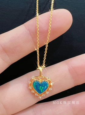 18K黄金欧珀爱心女项链