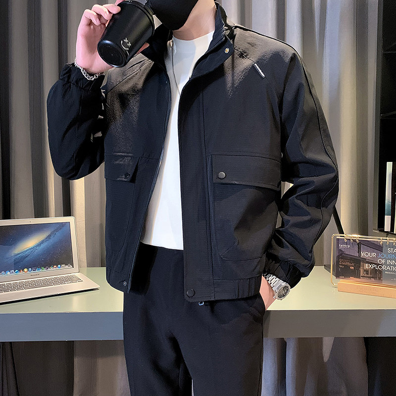 飞行员工装外套男春季痞帅立领夹克2024新款男装痞帅上衣JK11-P90,男装夹克,电商D323（原B261）