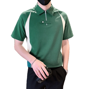 设计感半拉链短袖男POLO衫休闲夏季帅气潮流撞色宽松半袖PL08-P58图片